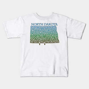 State of North Dakota Colorful Maze Kids T-Shirt